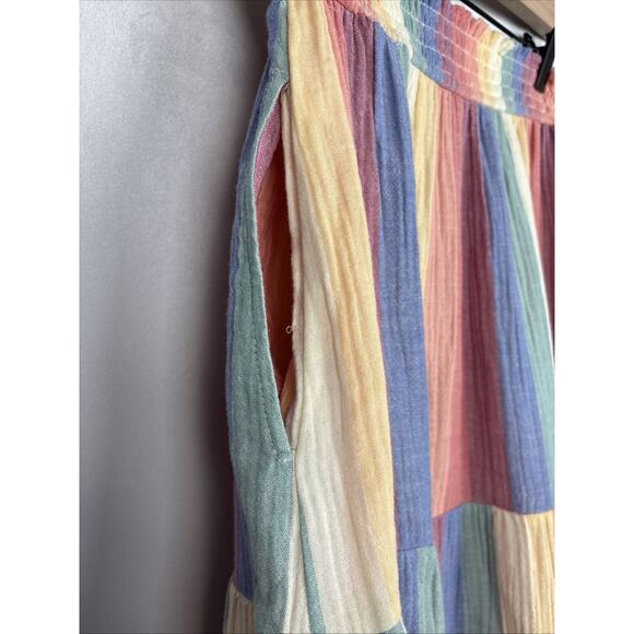 Marine Layer Corinne Maxi Skirt Women's Medium Tiered Rainbow Gauze Pull On Boho - Picture 8 of 11